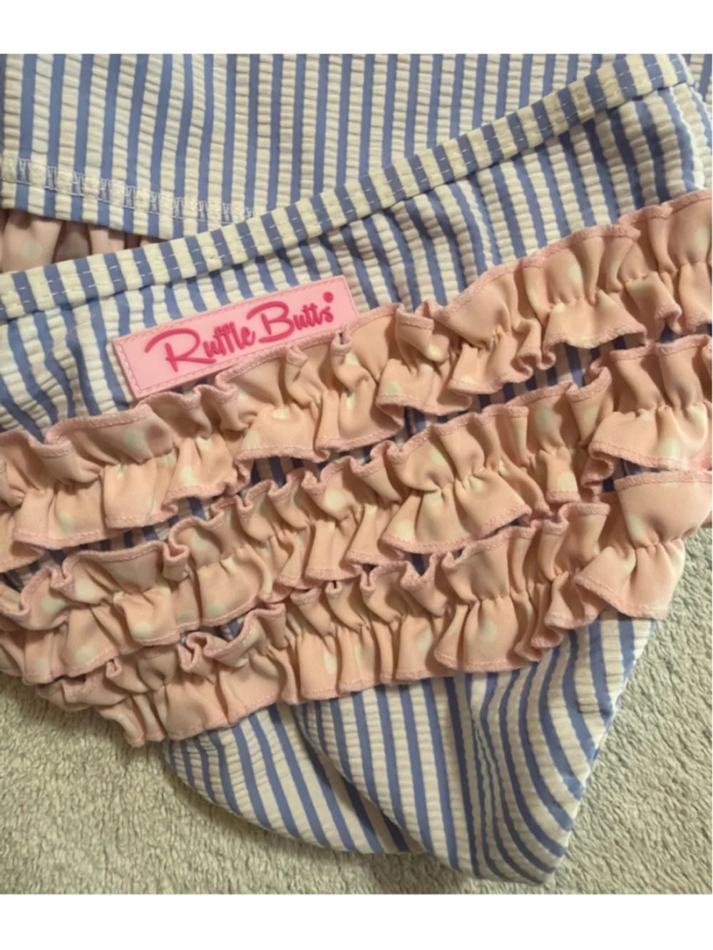 Girls RuffleButts Rashguard Seersucker Swim Set Size 5 Long Sleeve Top Bottoms